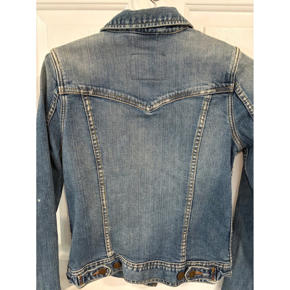 Vintage Y2K Abercrombie & Fitch Size Medium Fitted Denim Trucker Jean Jacket - Picture 4 of 6